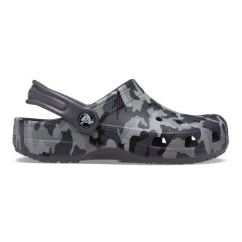 Saboti Crocs Classic Camo Clog Kids Negru - Black/Grey