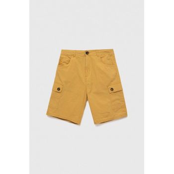 Birba&Trybeyond pantaloni scurti copii culoarea galben, talie reglabila