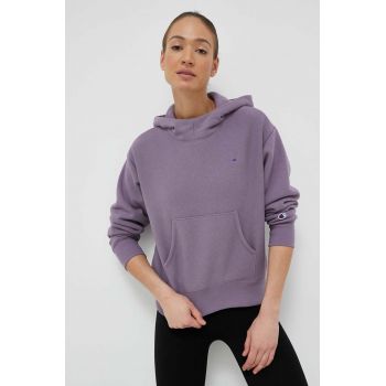 Champion bluza femei, culoarea violet, cu glugă, neted