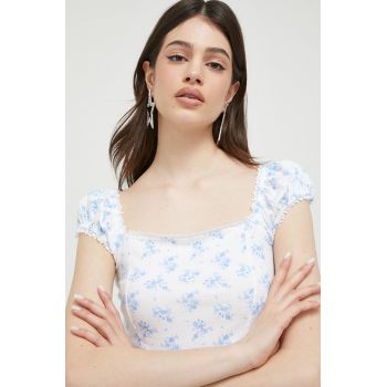 Hollister Co. top culoarea alb la reducere