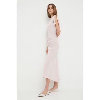 Victoria Beckham rochie Gathered culoarea roz, midi, mulata