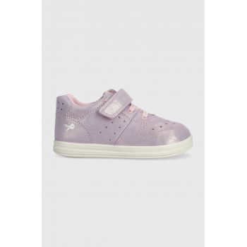 Primigi sneakers de piele întoarsă pentru copii culoarea violet