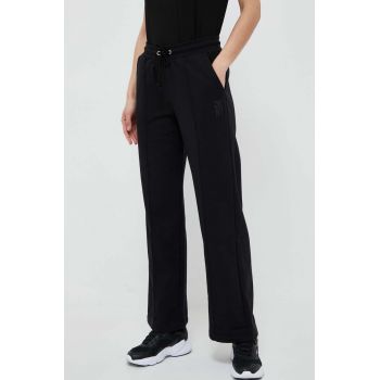 Dkny pantaloni de trening culoarea negru, neted