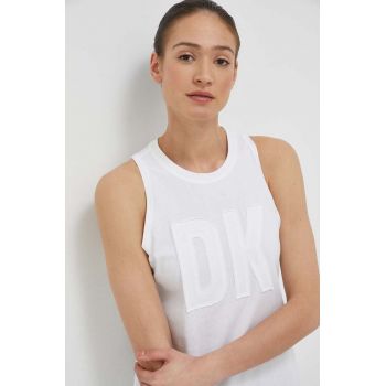 Dkny top din bumbac culoarea alb