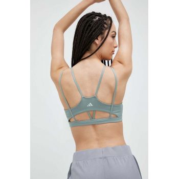 adidas Performance sutien yoga Yoga Studio Luxe culoarea verde, neted