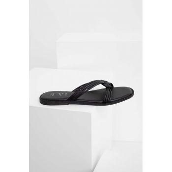 Answear Lab slapi de piele femei, culoarea negru