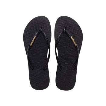 Havaianas șlapi SLIM LOGO femei, culoarea negru, cu toc plat 4119875.1924