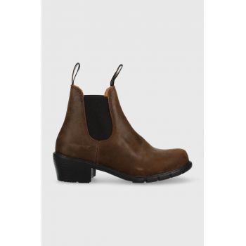 Blundstone ghete chelsea de piele 1673 femei, culoarea maro, cu toc drept