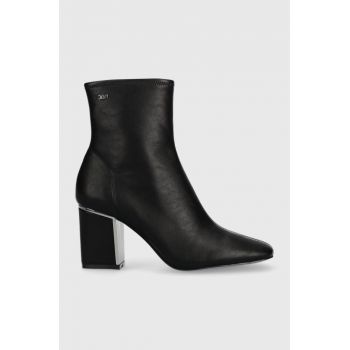 Dkny botine Cavale femei, culoarea negru, cu toc drept