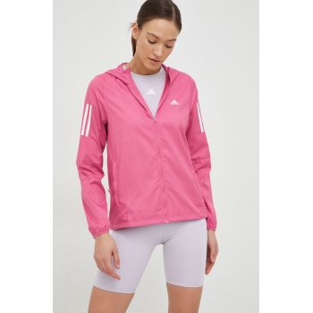 adidas Performance jachetă de alergare culoarea roz, de tranzitie