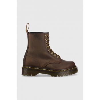 Dr. Martens bocanci de piele 1460 Bex femei, culoarea maro, cu toc plat DM27894201