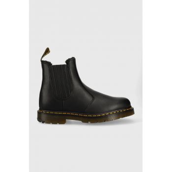 Dr. Martens ghete chelsea de piele 2976 femei, culoarea negru, cu toc plat, izolat DM27829001-Black