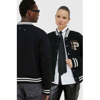 Filling Pieces jachetă bomber din lână Varsity Jacket culoarea negru, de tranziție, oversized, 81422201863