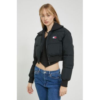 Tommy Jeans geaca femei, culoarea negru, de iarna de firma originala