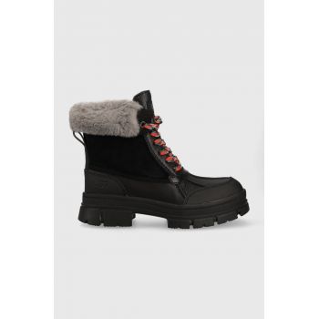 UGG cizme de piele W Ashton Addie femei, culoarea negru, cu platforma, izolat