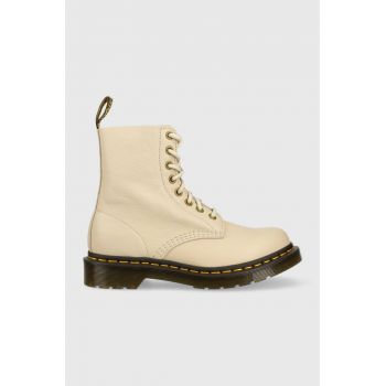 Dr. Martens bocanci de piele 1460 Pascal femei, culoarea bej, cu toc plat DM26802292