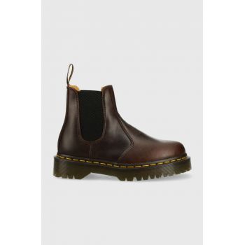 Dr. Martens ghete chelsea de piele 2976 Bex femei, culoarea maro, cu toc plat