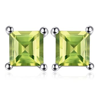 Cercei din argint Little Peridot Square