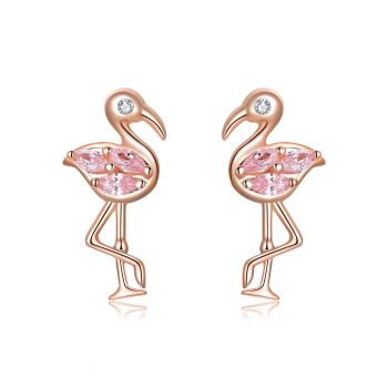 Cercei din argint Rose Gold Flamingo de firma originali