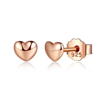 Cercei din argint Rose Gold Petite Hearts