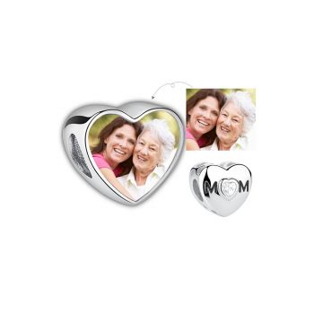 Talisman din argint Custom Photo Mom Heart