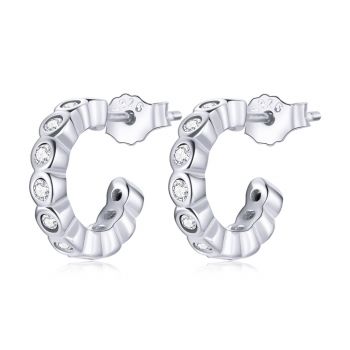 Cercei din argint Crystal Studded Hoops