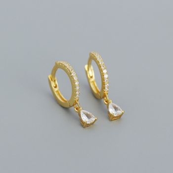 Cercei din argint Golden Studded Hoops