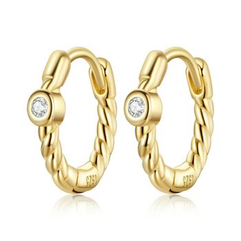 Cercei din argint Golden Twisted Stud