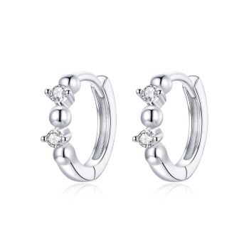 Cercei din argint Rounds & Crystals Hoops