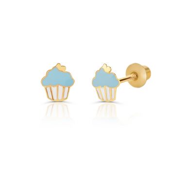 Cercei din aur 14K pentru copii Blue Cupcakes