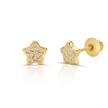 Cercei din aur 14K pentru copii Crystal Studded Stars