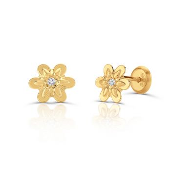 Cercei din aur 14K pentru copii Daisies and Crystal