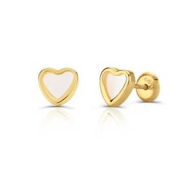 Cercei din aur 14K pentru copii Mother of Pearl Hearts