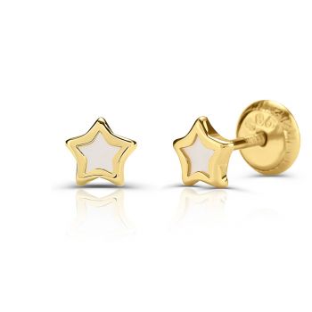 Cercei din aur 14K pentru copii Mother of Pearl Stars