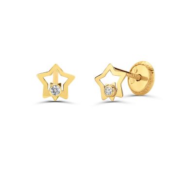 Cercei din aur 14K pentru copii Stars and Diamonds