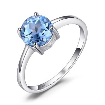 Inel din argint Round Blue Topaz