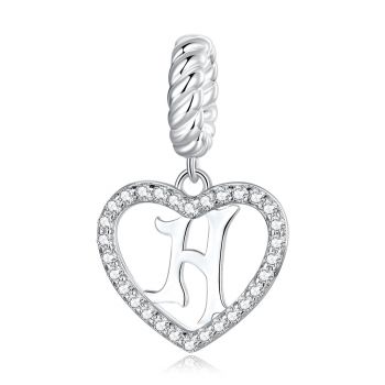 Talisman din argint Heart Letter H