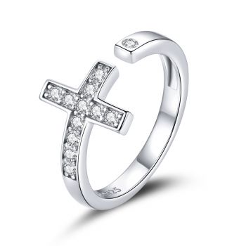 Inel reglabil din argint Sparkling Cross de firma original