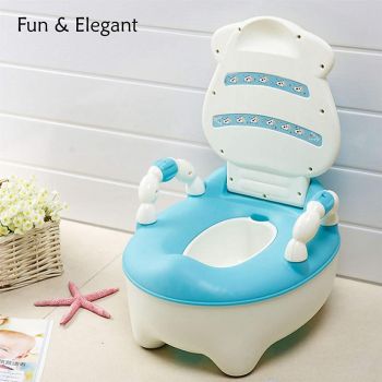 Olita educationala cu manere Little Mom Cow Potty Blue