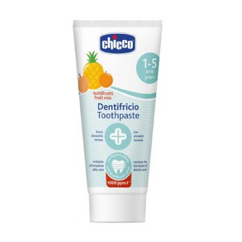 Pasta dinti pentru copii Chicco fluor cu aroma de multi-fructe 1-5 ani