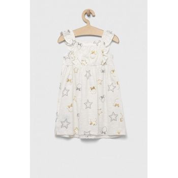 GAP rochie din bumbac pentru copii x Disney culoarea alb, mini, evazati