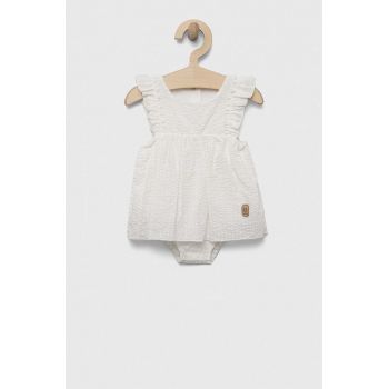 Jamiks rochie din bumbac pentru bebeluși culoarea alb, mini, evazati