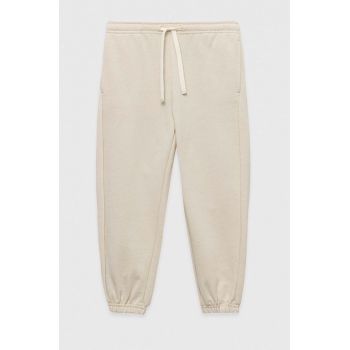 United Colors of Benetton pantaloni de trening pentru copii culoarea bej, neted