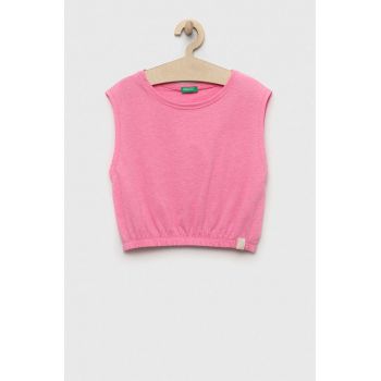 United Colors of Benetton top copii culoarea roz