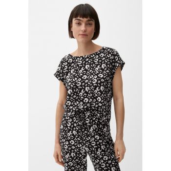 Bluza cu maneci scurte si animal print la reducere