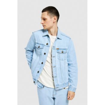 Jacheta unisex de denim cu buzunare pe piept