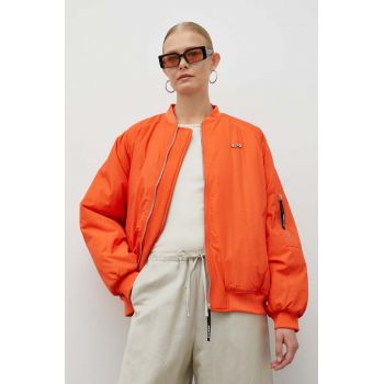 Résumé geaca bomber femei, culoarea portocaliu, de iarna, oversize