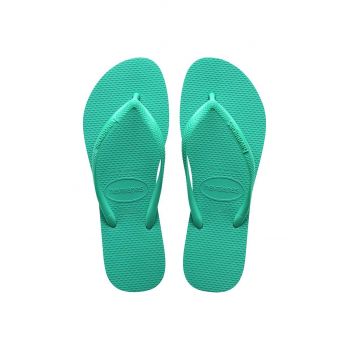 Havaianas slapi SLIM femei, culoarea verde, cu toc plat, 4000030.1829