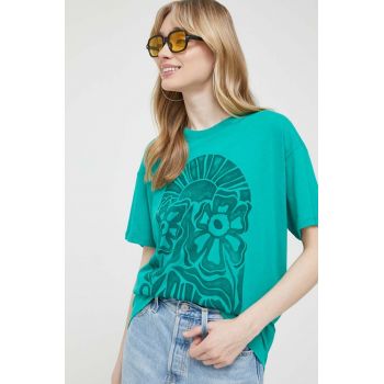 Hollister Co. tricou din bumbac culoarea verde