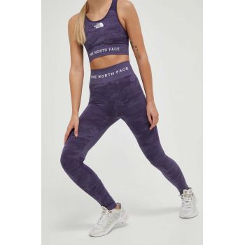 The North Face leggins sport Mountain Athletics femei, culoarea violet, modelator ieftini